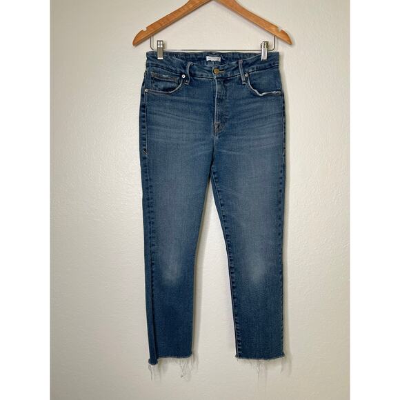 Good American Distressed Cropped Raw Hem Jeans Size 8/29 - Picture 1 of 8